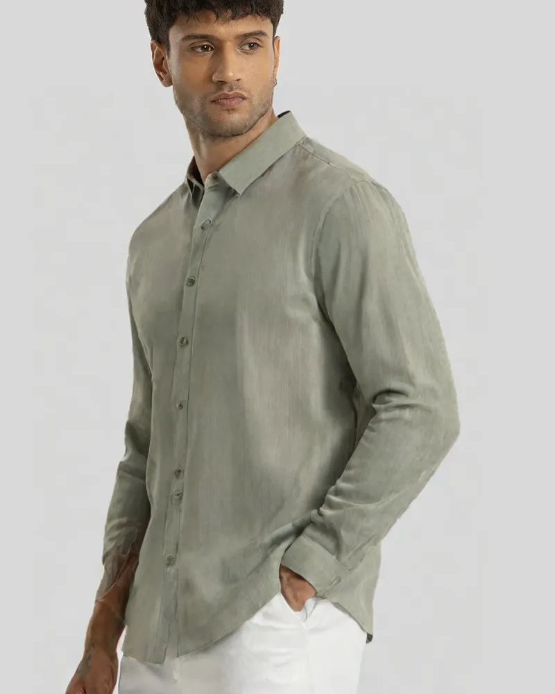 Grey Linen Solid Shirt