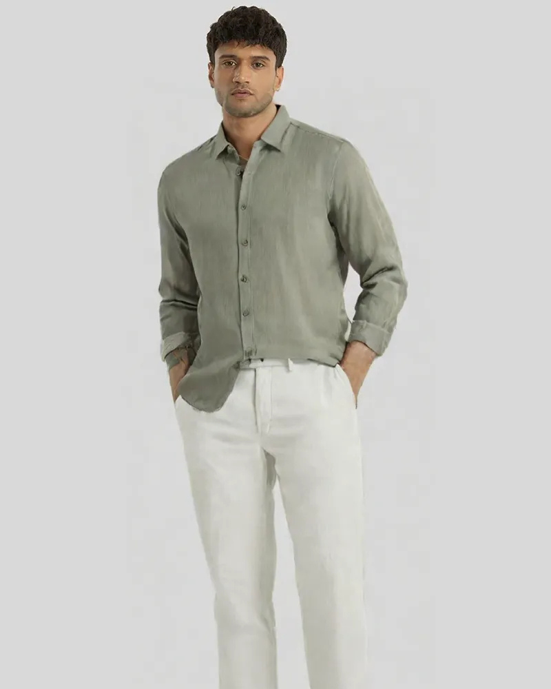 Grey Linen Solid Shirt
