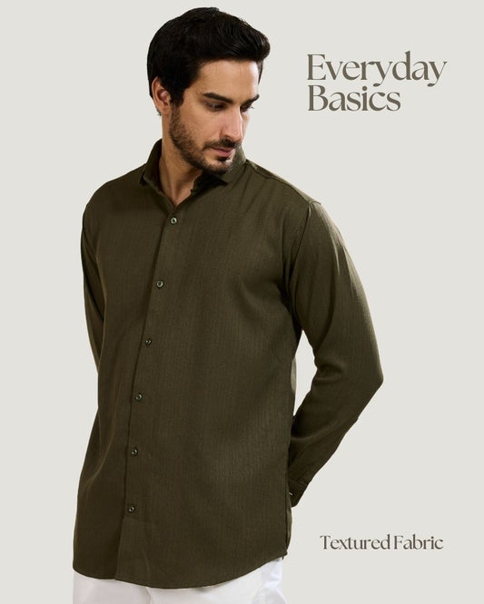 Olive Green Textured Shirt