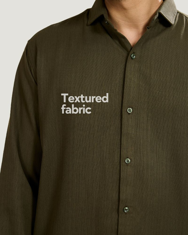 Olive Green Textured Shirt