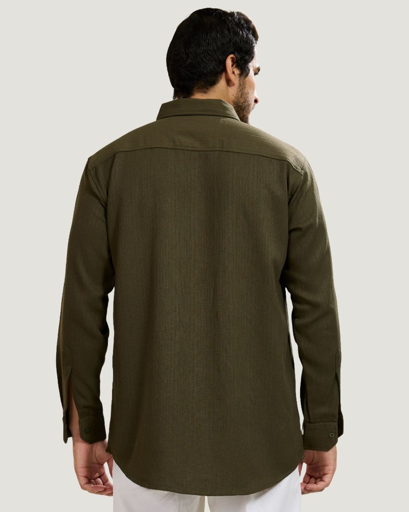 Olive Green Textured Shirt