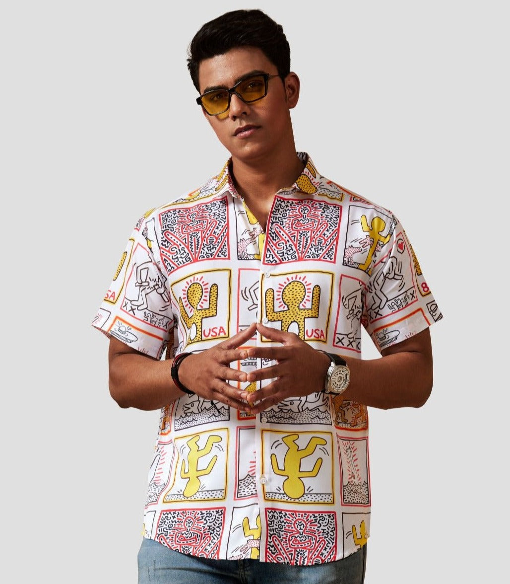 Colorful Graphic Print Casual Shirt Best casual wear for men