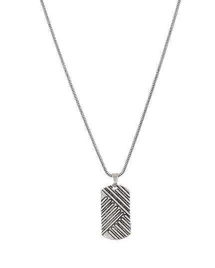 Lined Tag Pendant With Chain