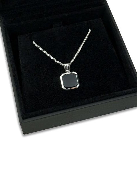 Black Crystal Pendant With Chain