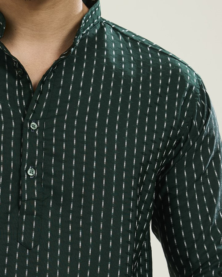 Dotted Stripes Green Kurta