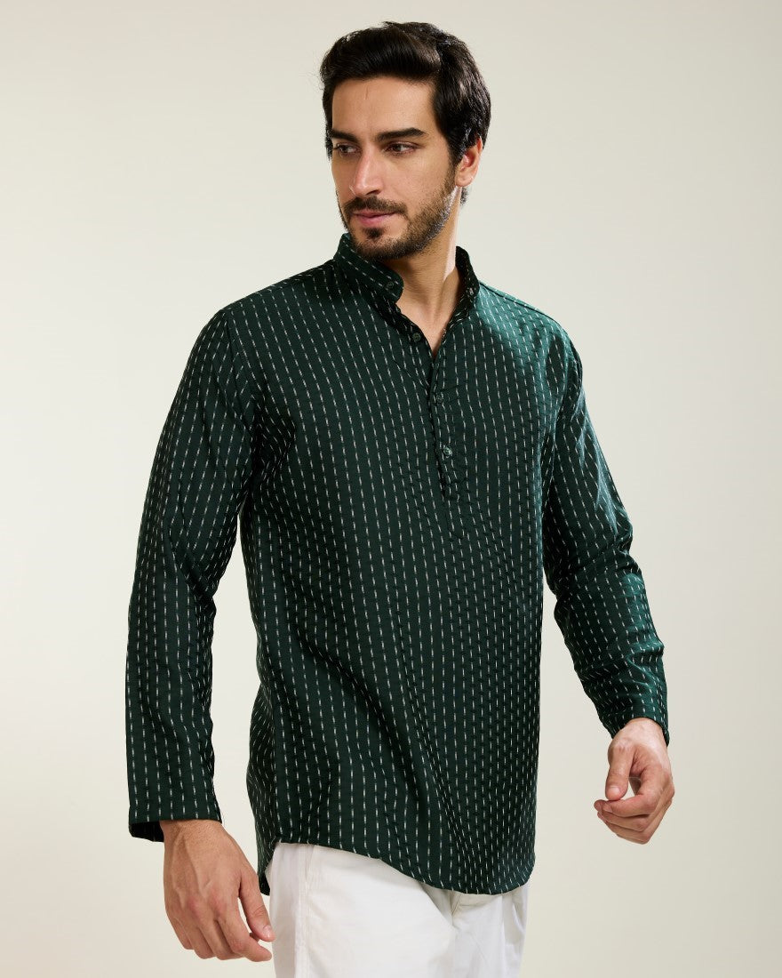Dotted Stripes Green Kurta