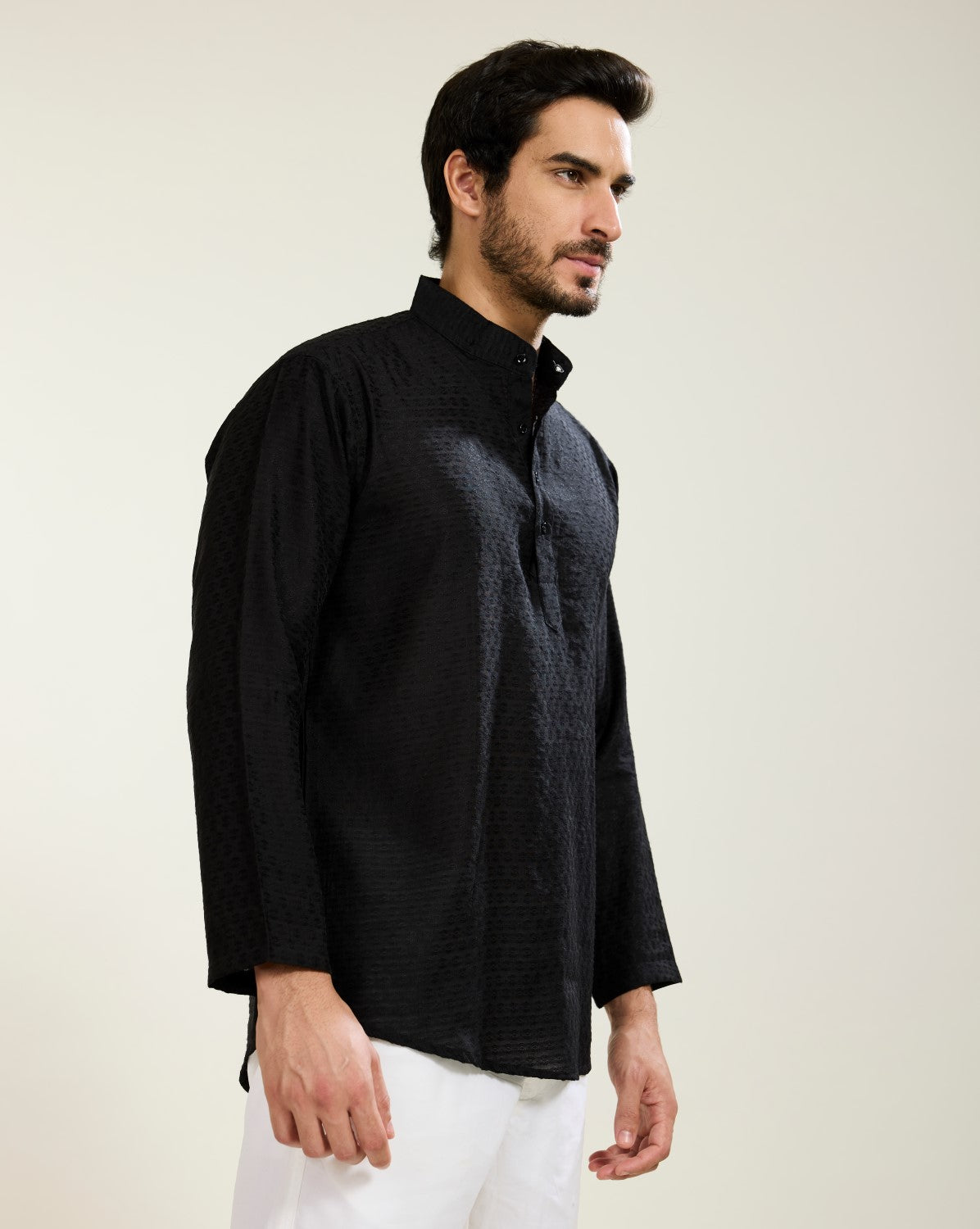 Black Textured Kurta