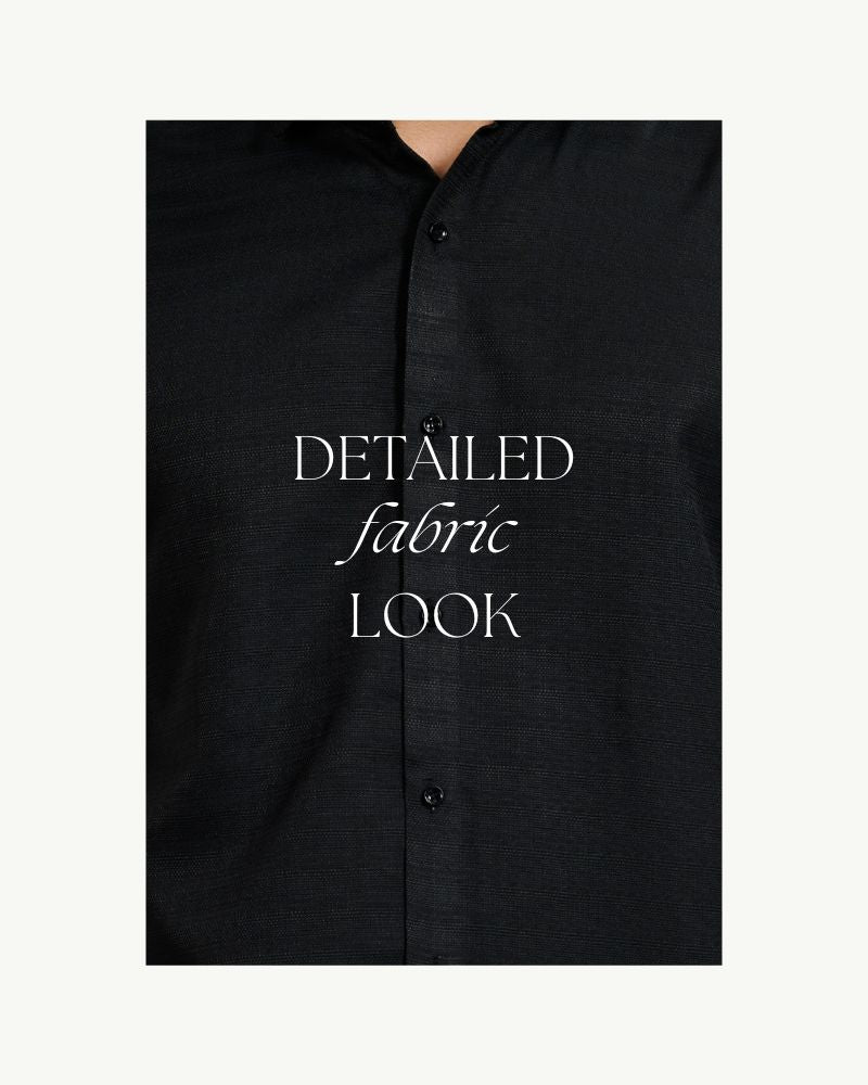 Textured Black Half Shirt