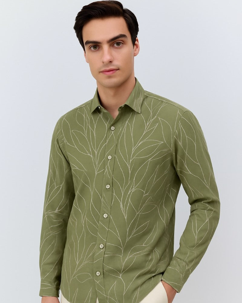 Floral Olive Green Shirt