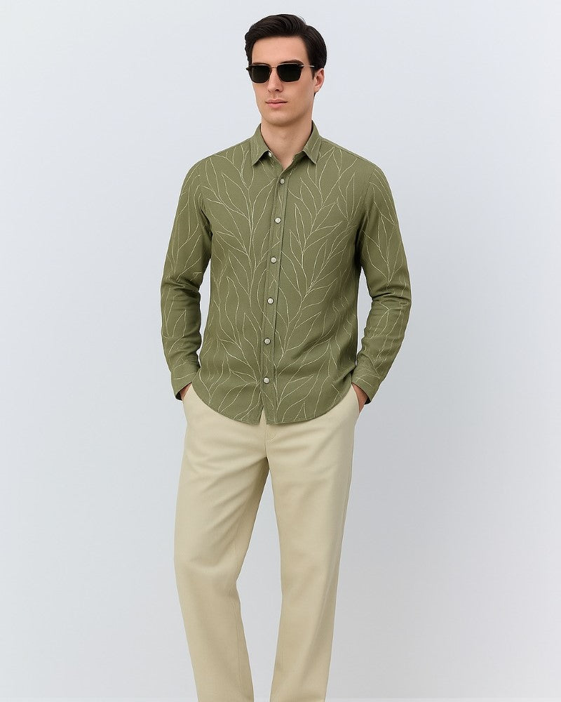 Floral Olive Green Shirt