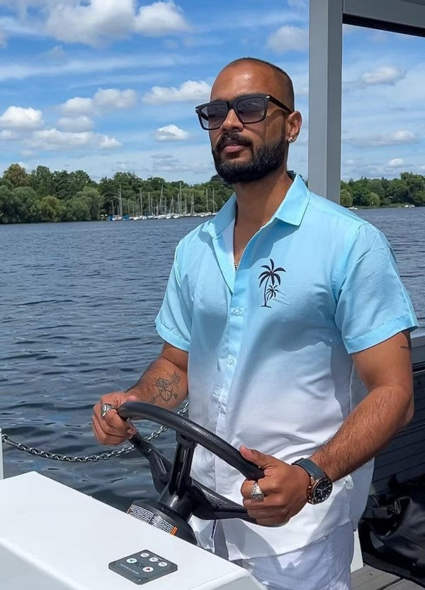 Customer Review for Blue Ombre Hawaiian Shirt