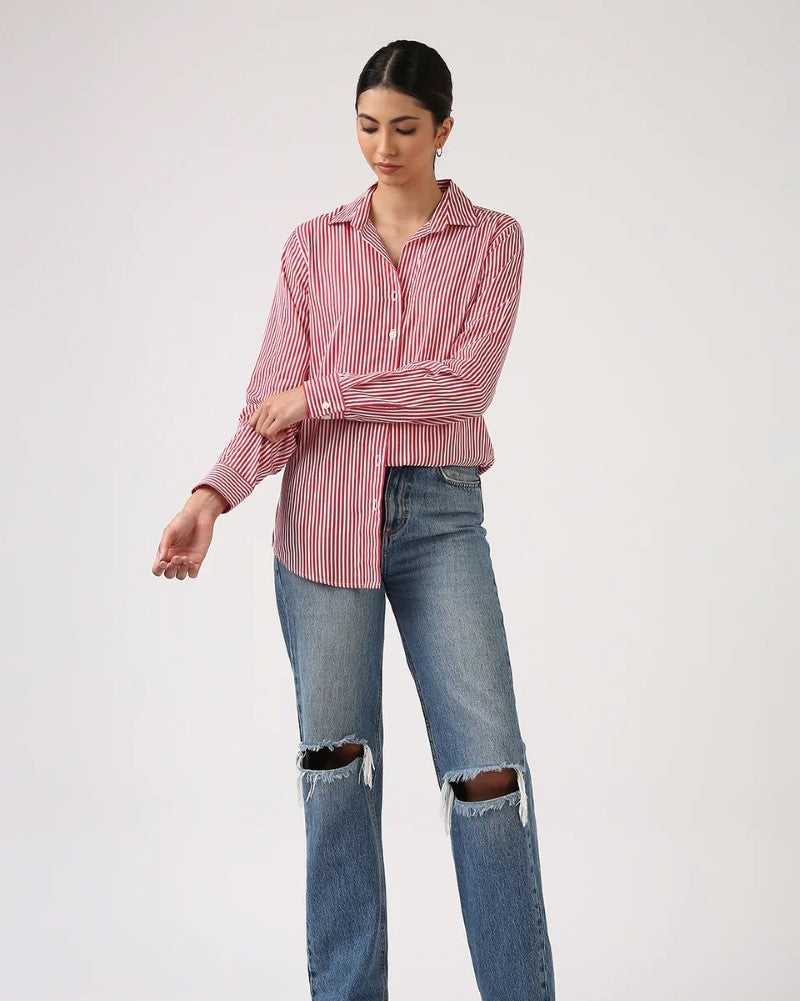 Red Pencil Stripes Shirt