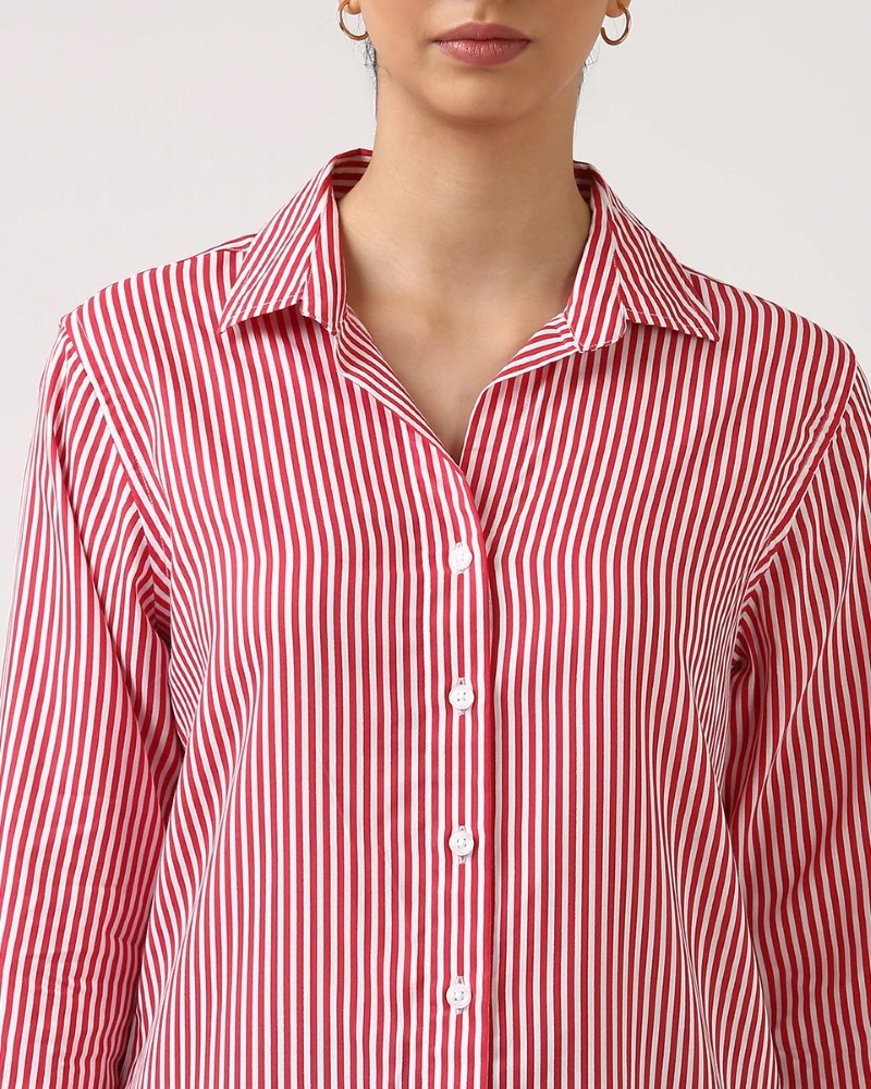 Red Pencil Stripes Shirt