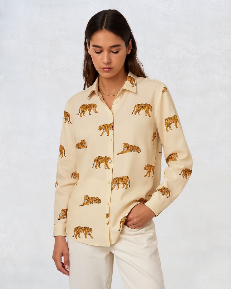 Tiger Prints Beige Shirt