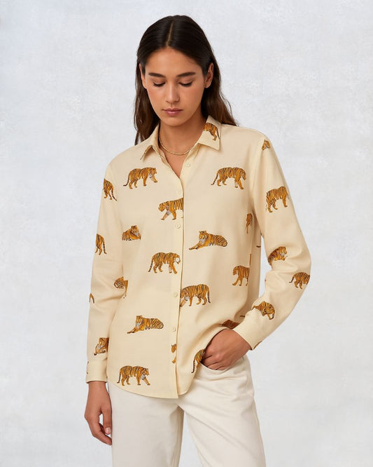 Tiger Prints Beige Shirt