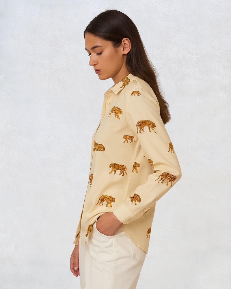 Tiger Prints Beige Shirt