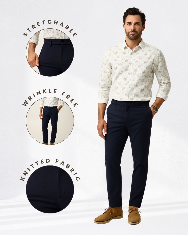 Navy Blue Stretch Pants