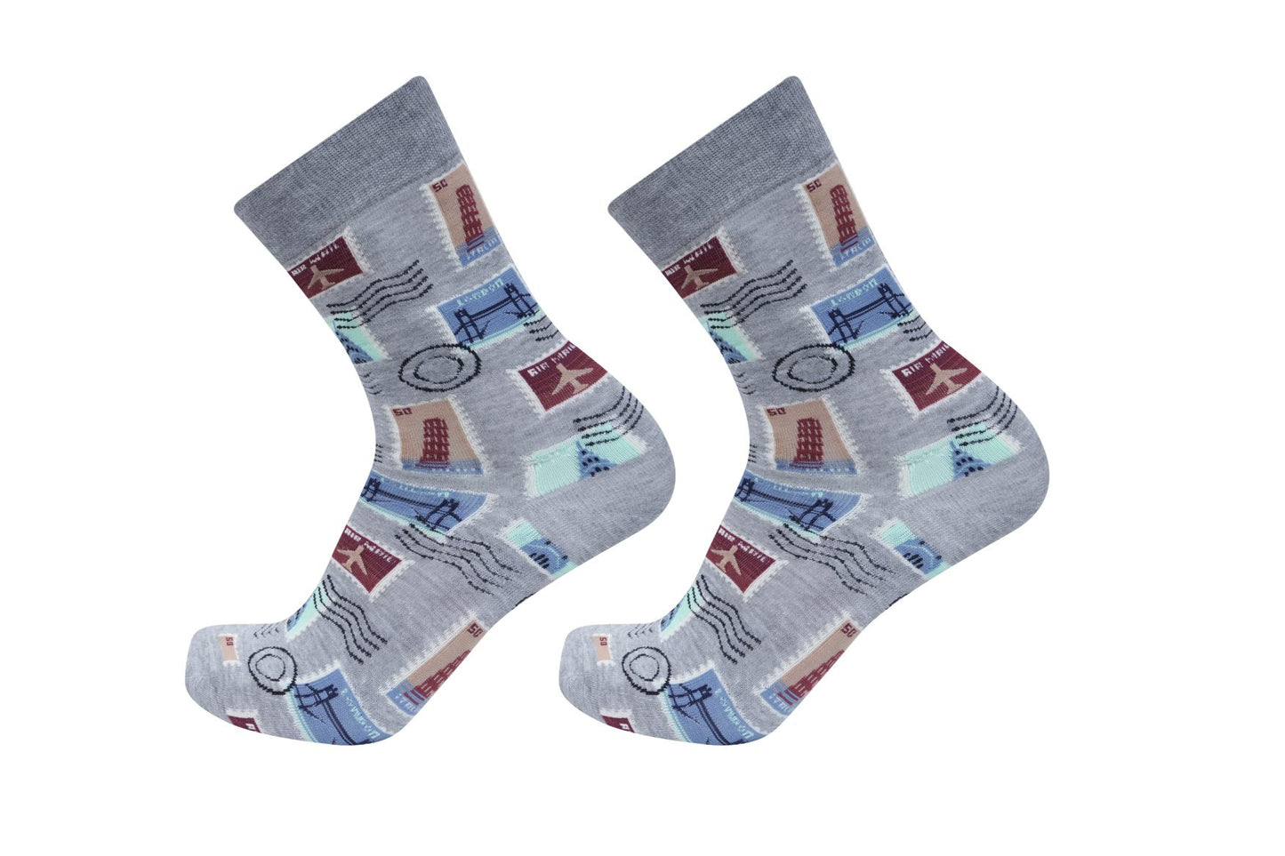 Vintage Stamps Printed Socks