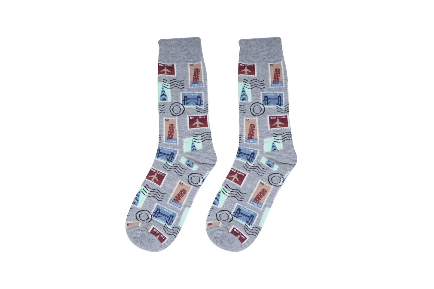 Vintage Stamps Printed Socks
