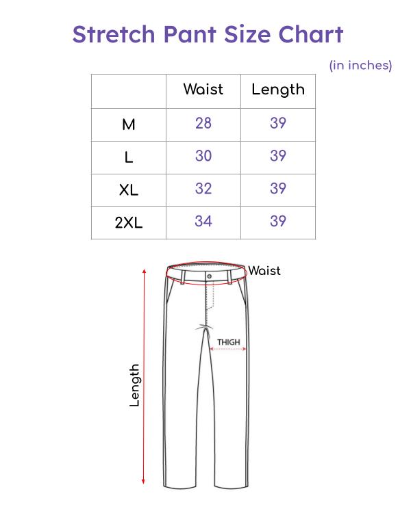 Size Chart for Grey Stretch Pants