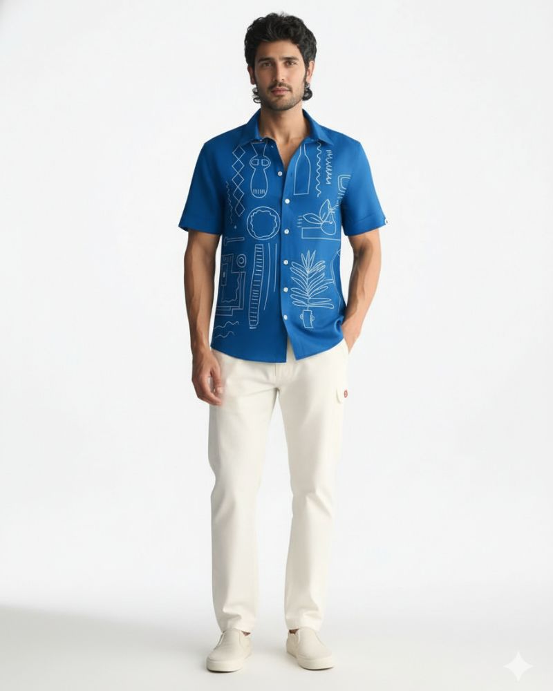 Tribal Art Blue Shirt