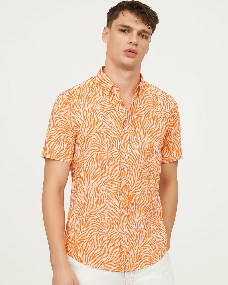 Orange Zebra Print Shirt