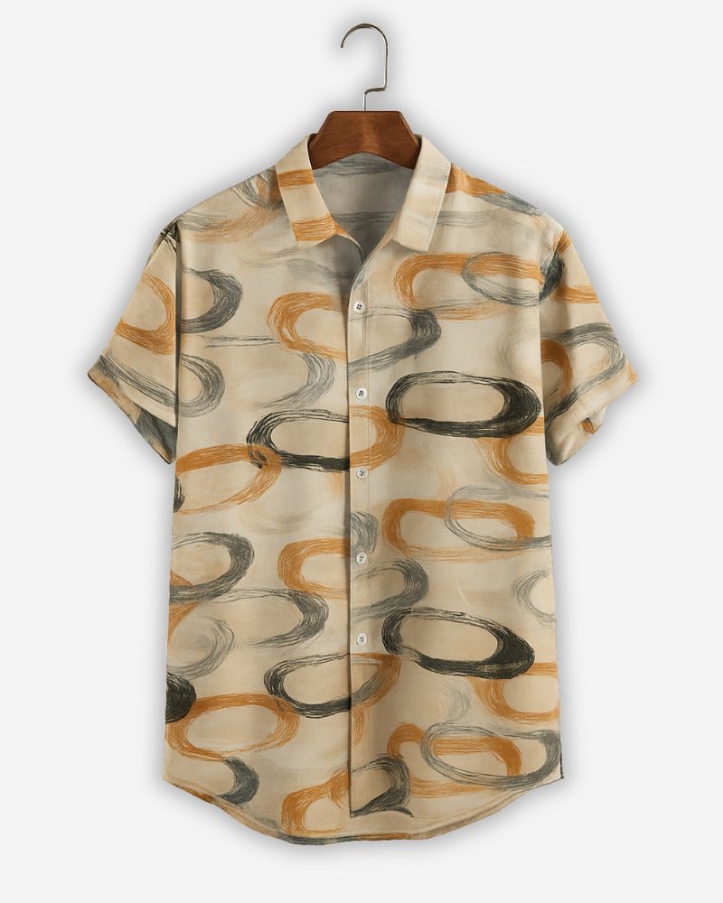 Abstract Rings Beige Shirt
