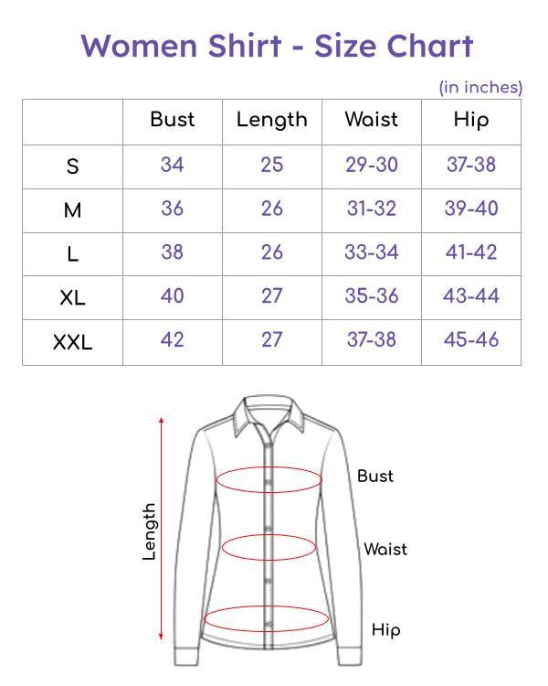 Size Chart for Tiger Prints Beige Shirt