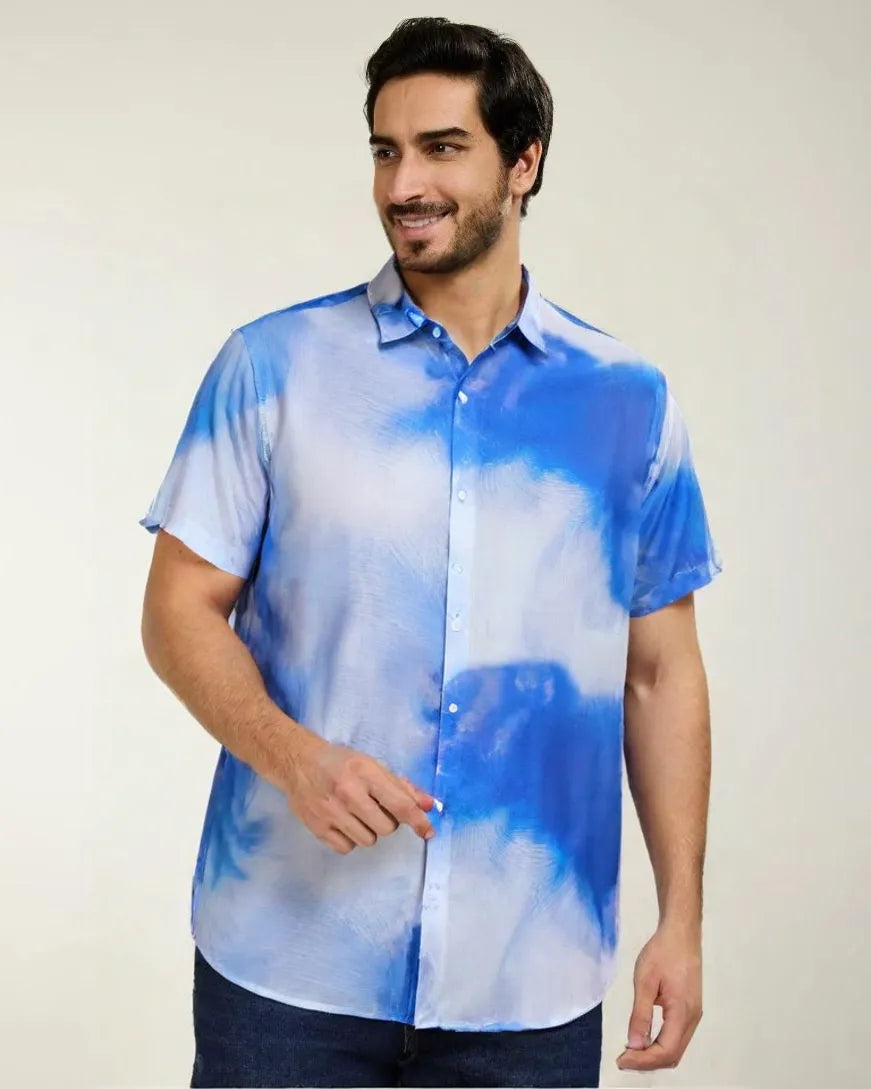 Abstract Ombre Blue Shirt