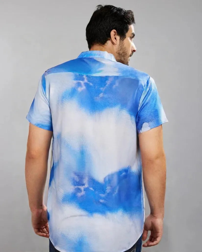Abstract Ombre Blue Shirt
