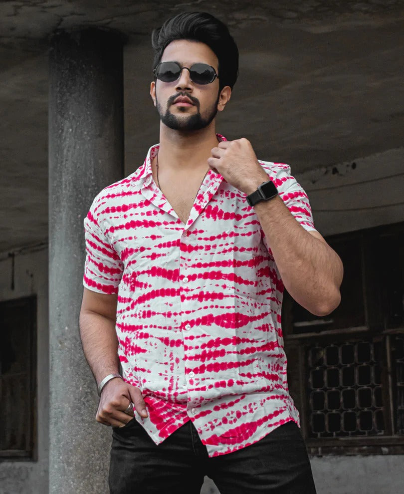 Pink casual shirt, half sleeve shirt, men shirts online