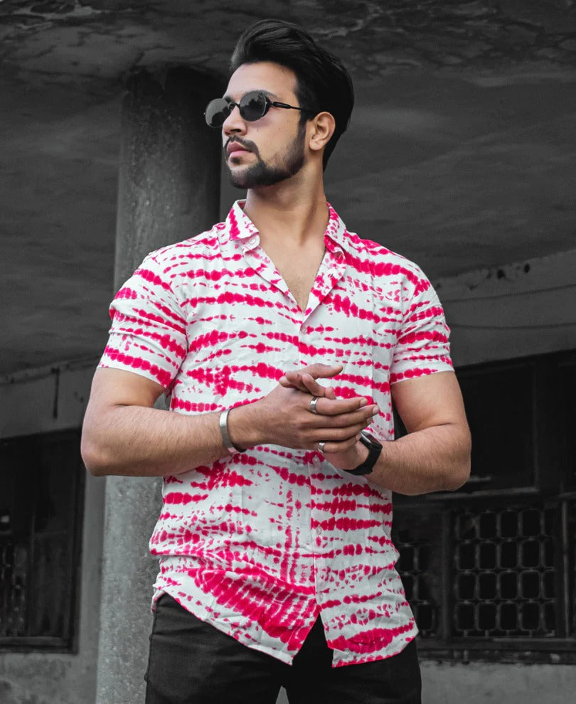 Pink casual shirt, half sleeve shirt, men shirts online