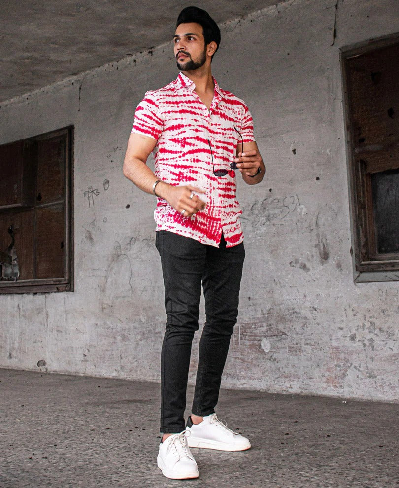 Pink casual shirt, half sleeve shirt, men shirts online