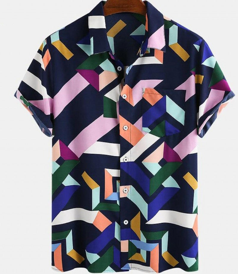 Zilli Silk Shirt in Geometric Monogram Print 17.5