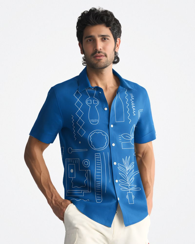 Tribal Art Blue Shirt