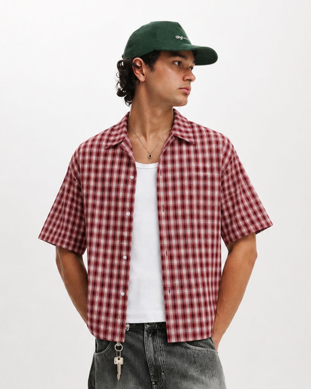Red Checks Boxy Shirt