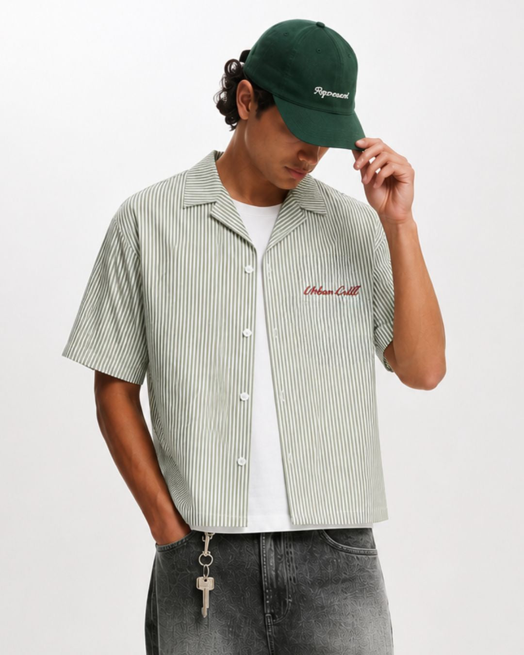 Green Stripes Boxy Shirt