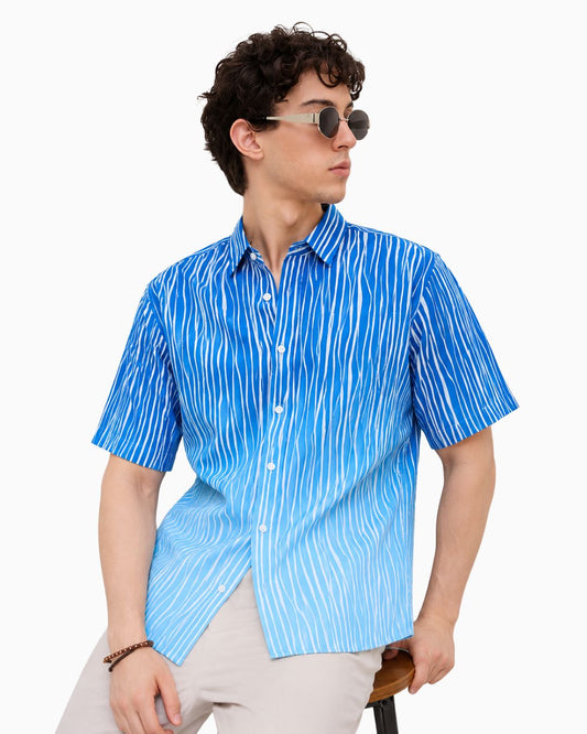 Blue Wavy Strips Shirt