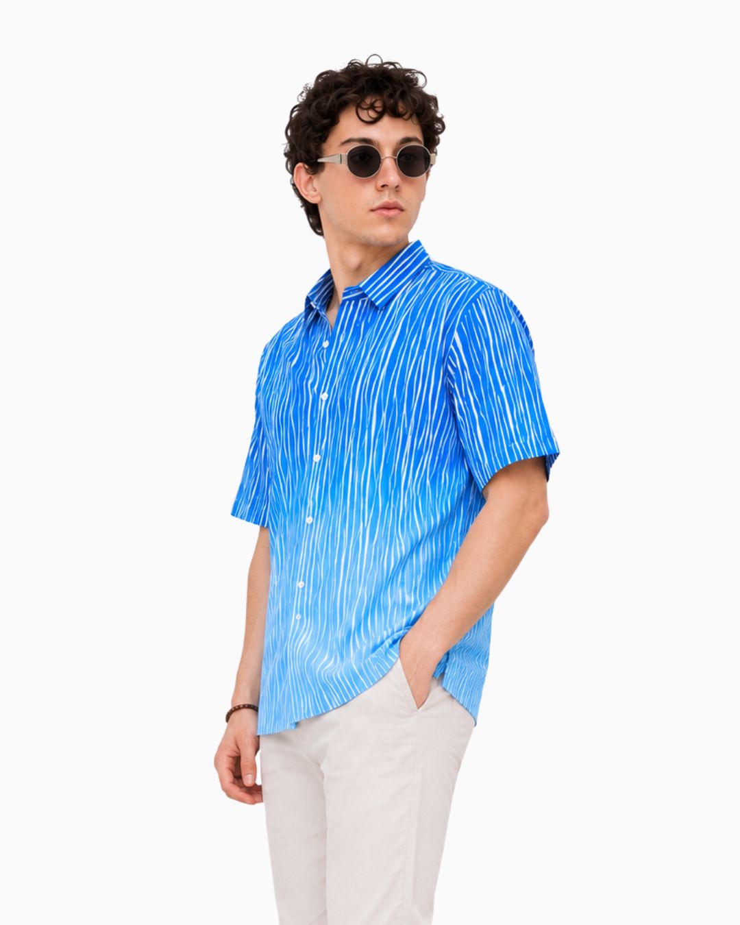Blue Wavy Strips Shirt