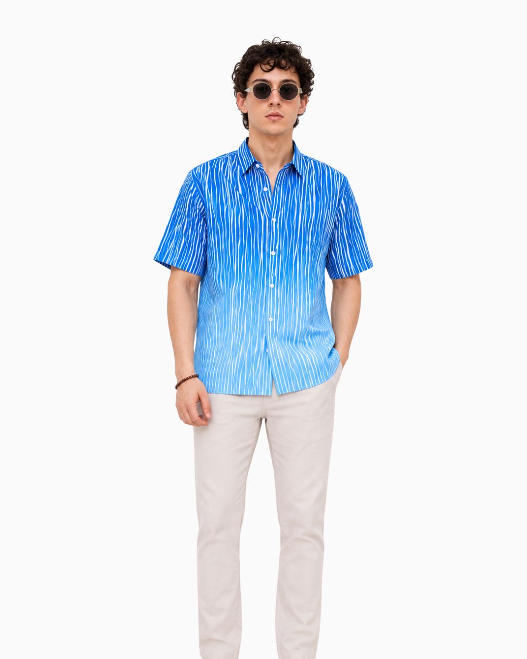 Blue Wavy Strips Shirt