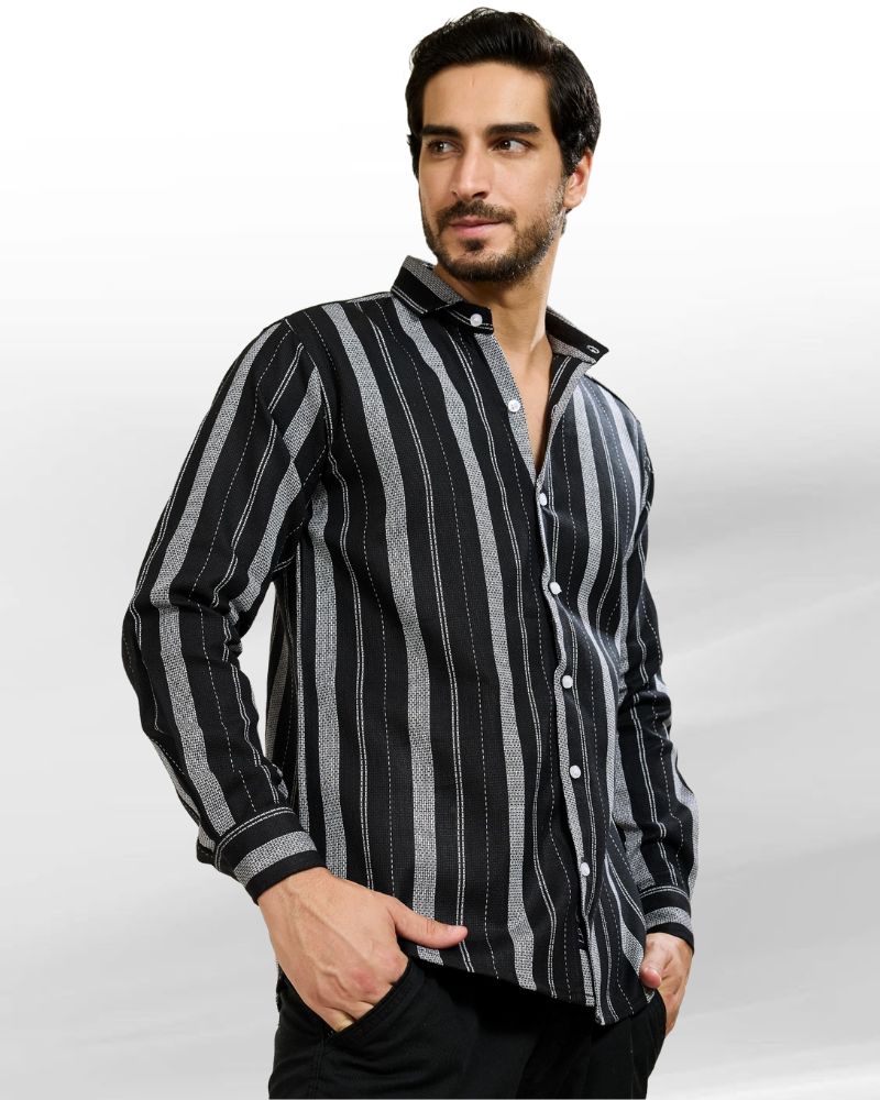 Multi-Stripes Black Shirt