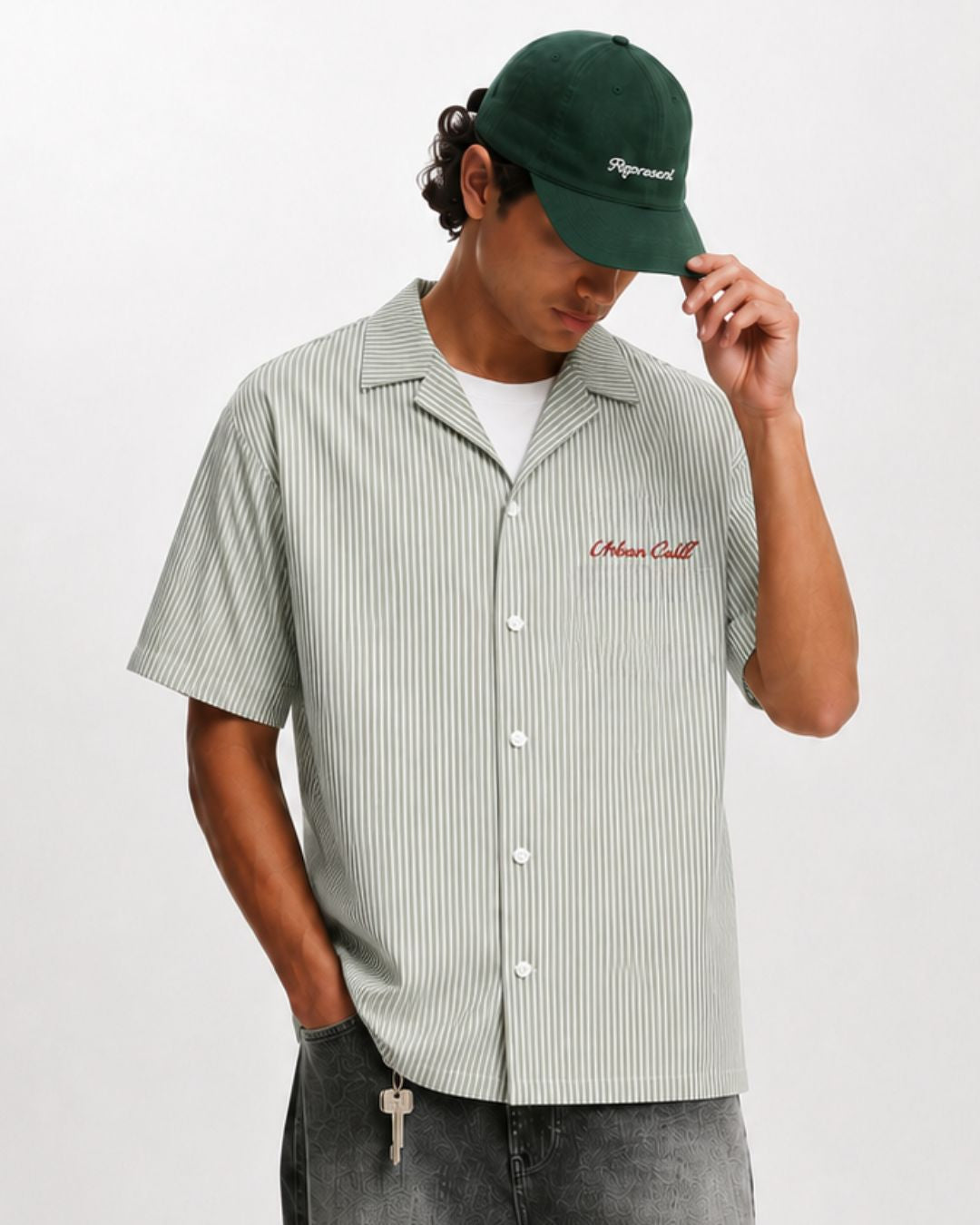 Green Stripes Boxy Shirt