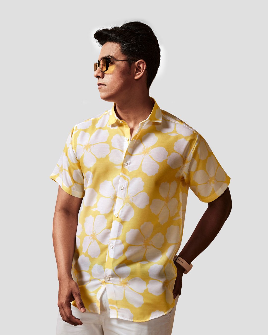 Floral Print Yellow Shirt