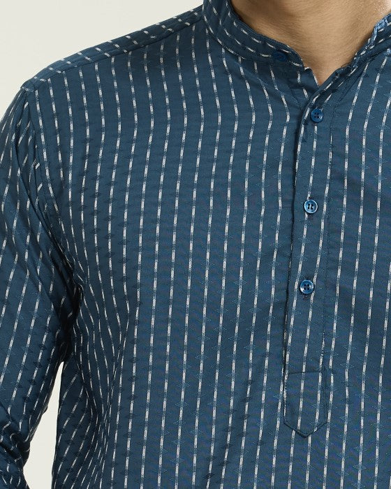 Dotted Stripes Blue Kurta