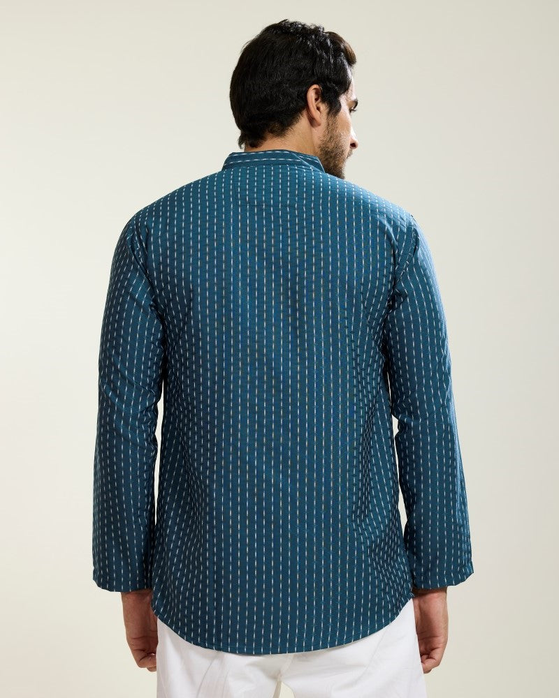 Dotted Stripes Blue Kurta