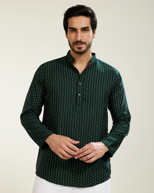 Dotted Stripes Green Kurta