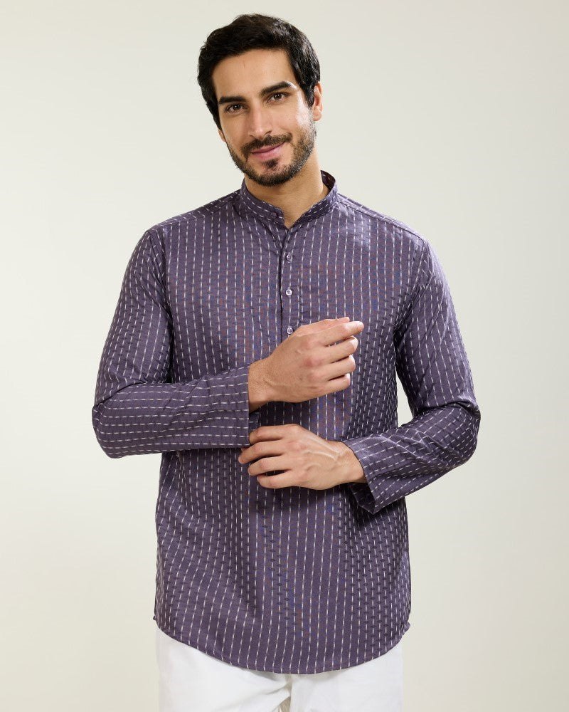 Dotted Stripes Purple Kurta