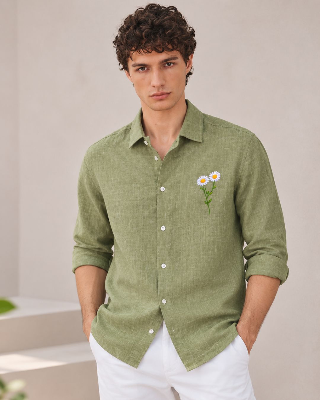 Olive Linen Shirt