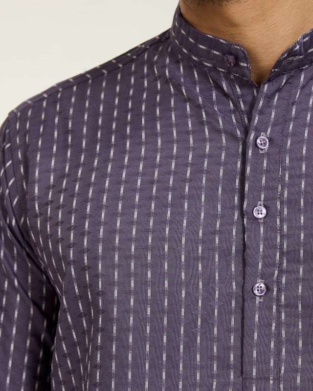 Dotted Stripes Purple Kurta