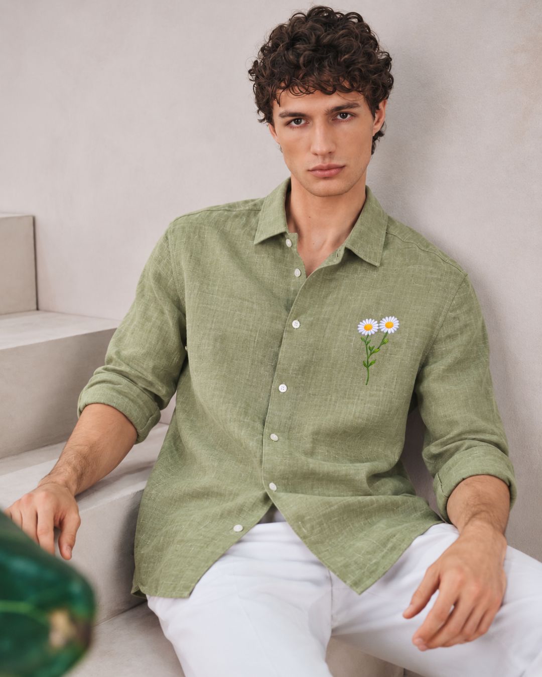 Olive Linen Shirt